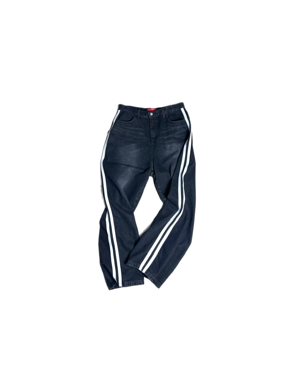 受注制【Chikashitsu +】oversized side line denim pants (2color)