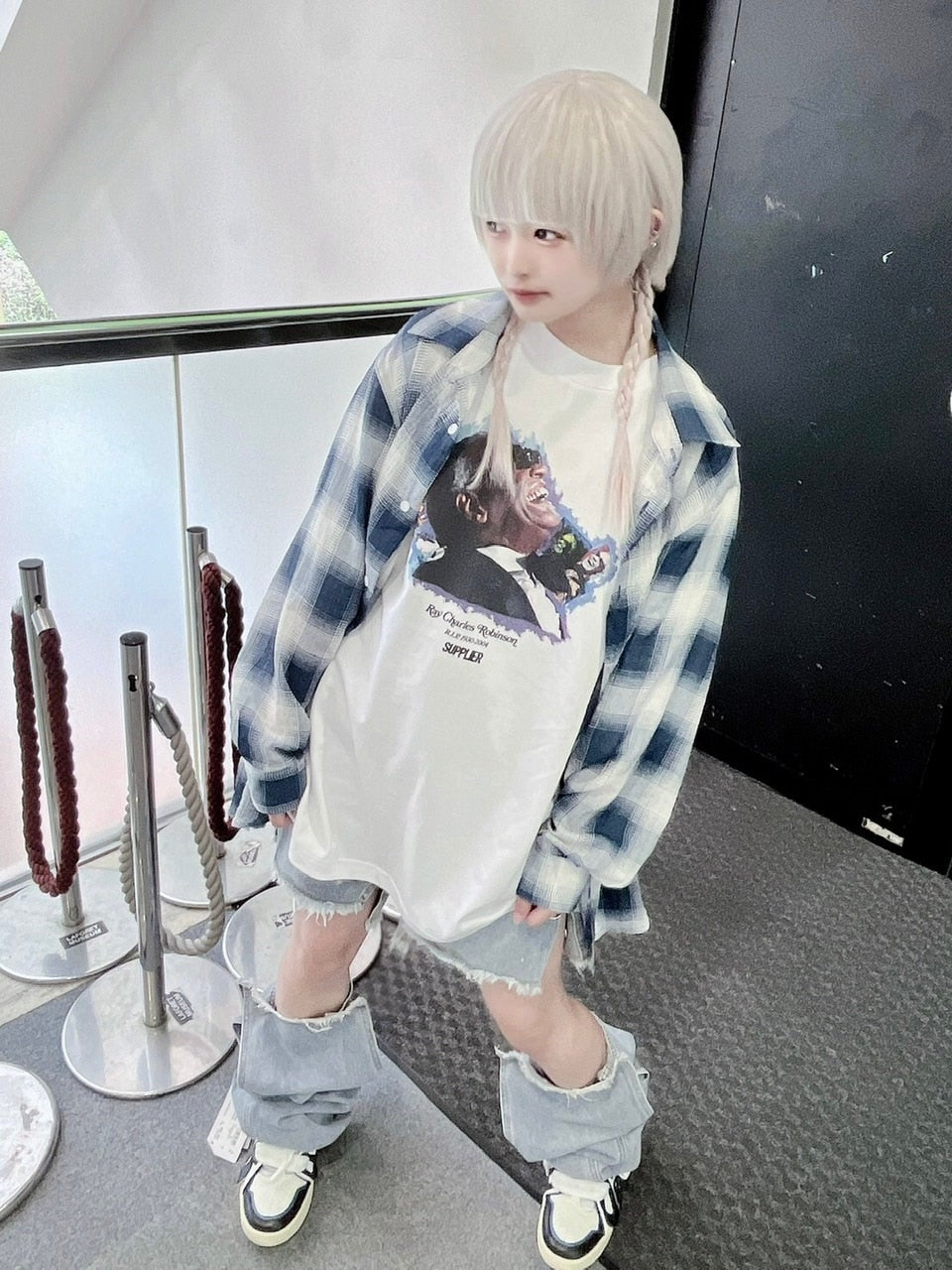 受注制【Never mind the XU】chiffon check shirt (2color) / 【ネバーマインドザエックスユー】シフォンチェック長袖シャツ