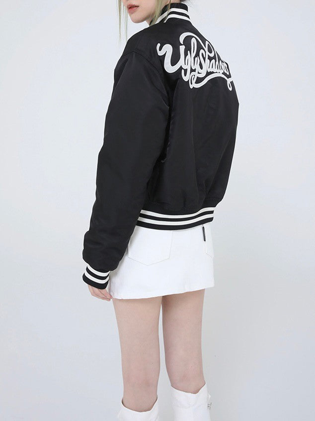 【Ugly shadow】BASEBALL JUMPER / 【アグリーシャドウ】ベースボールロゴプリント長袖ジャンパー