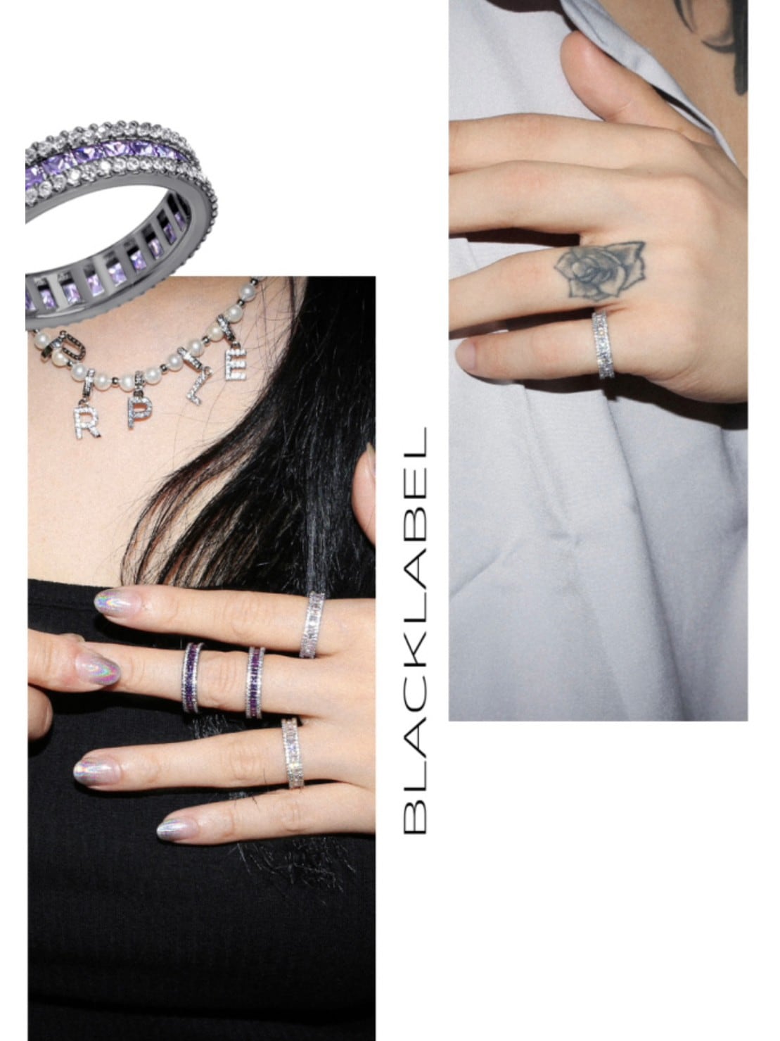 【BLACK PURPLE】AAA DIA CRYSTAL 3-LINE RING (MINI)
