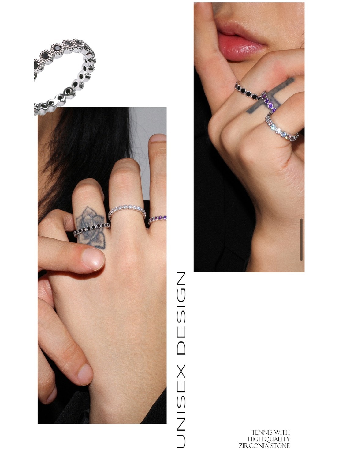 【BLACK PURPLE】TENNIS CHAIN CUBIC RING S