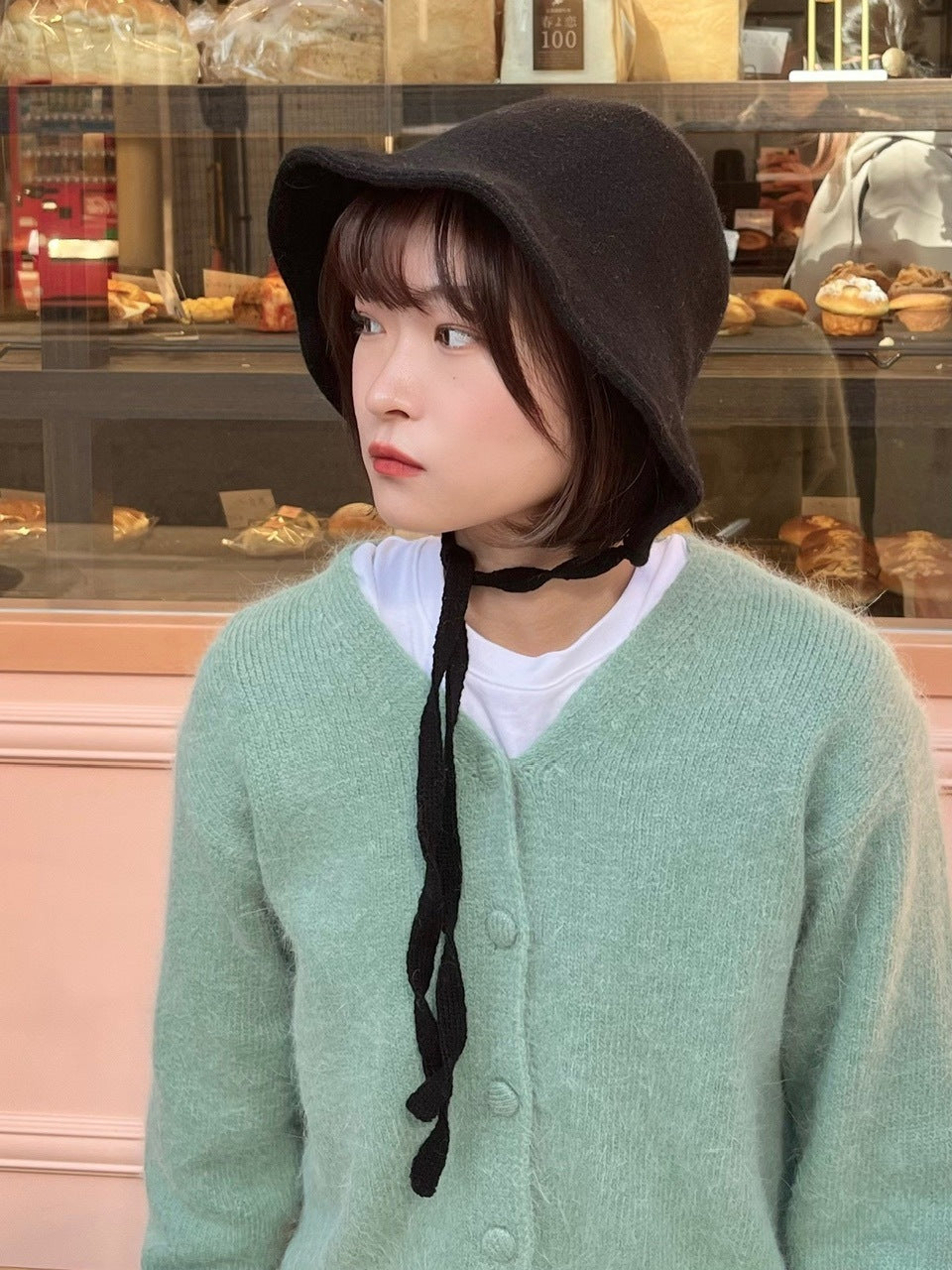 受注制【Chikashitsu +】strap knit hat (2color)
