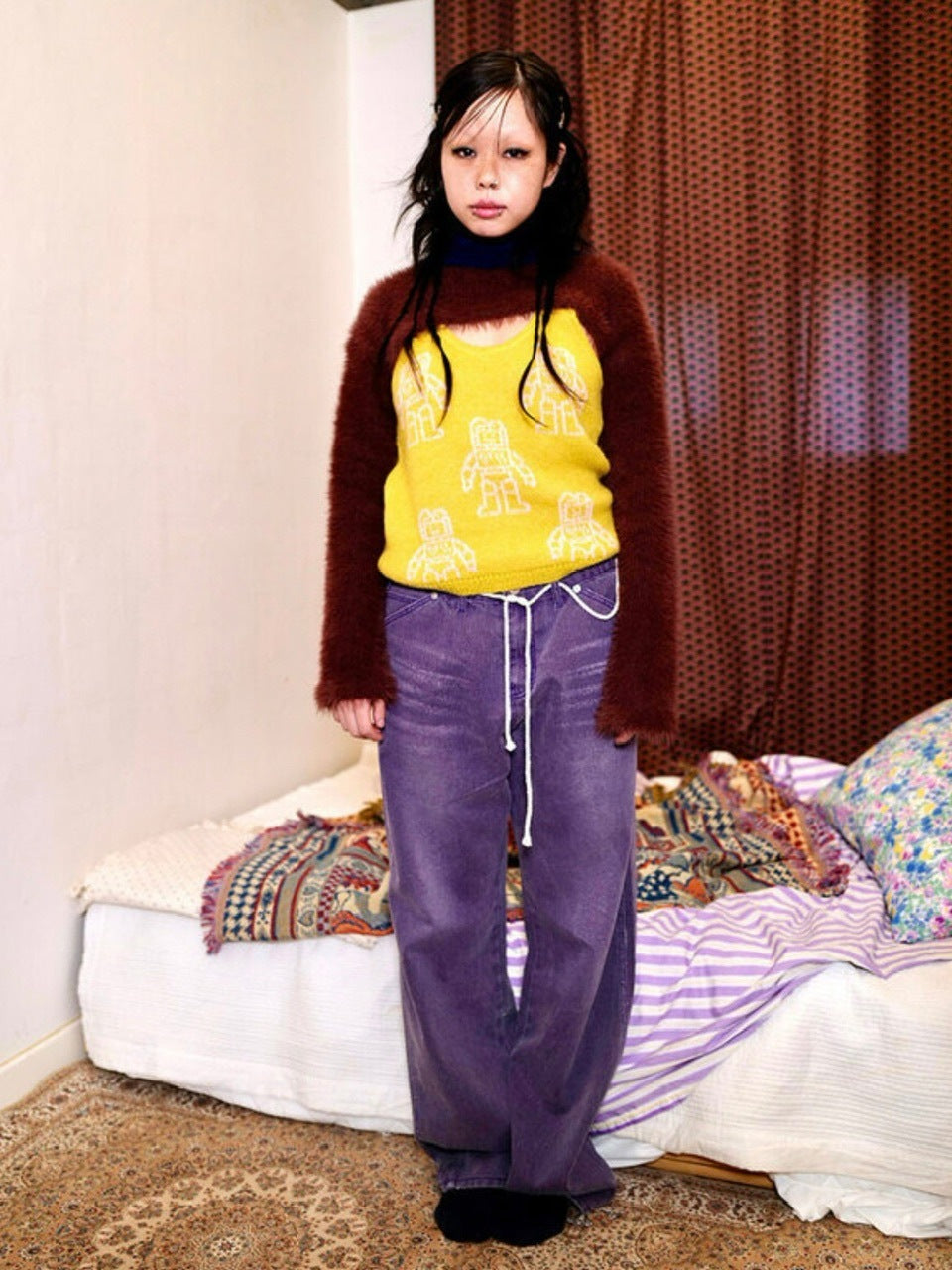 【YOUTHBATH】High-Neck Knit Top Set-up