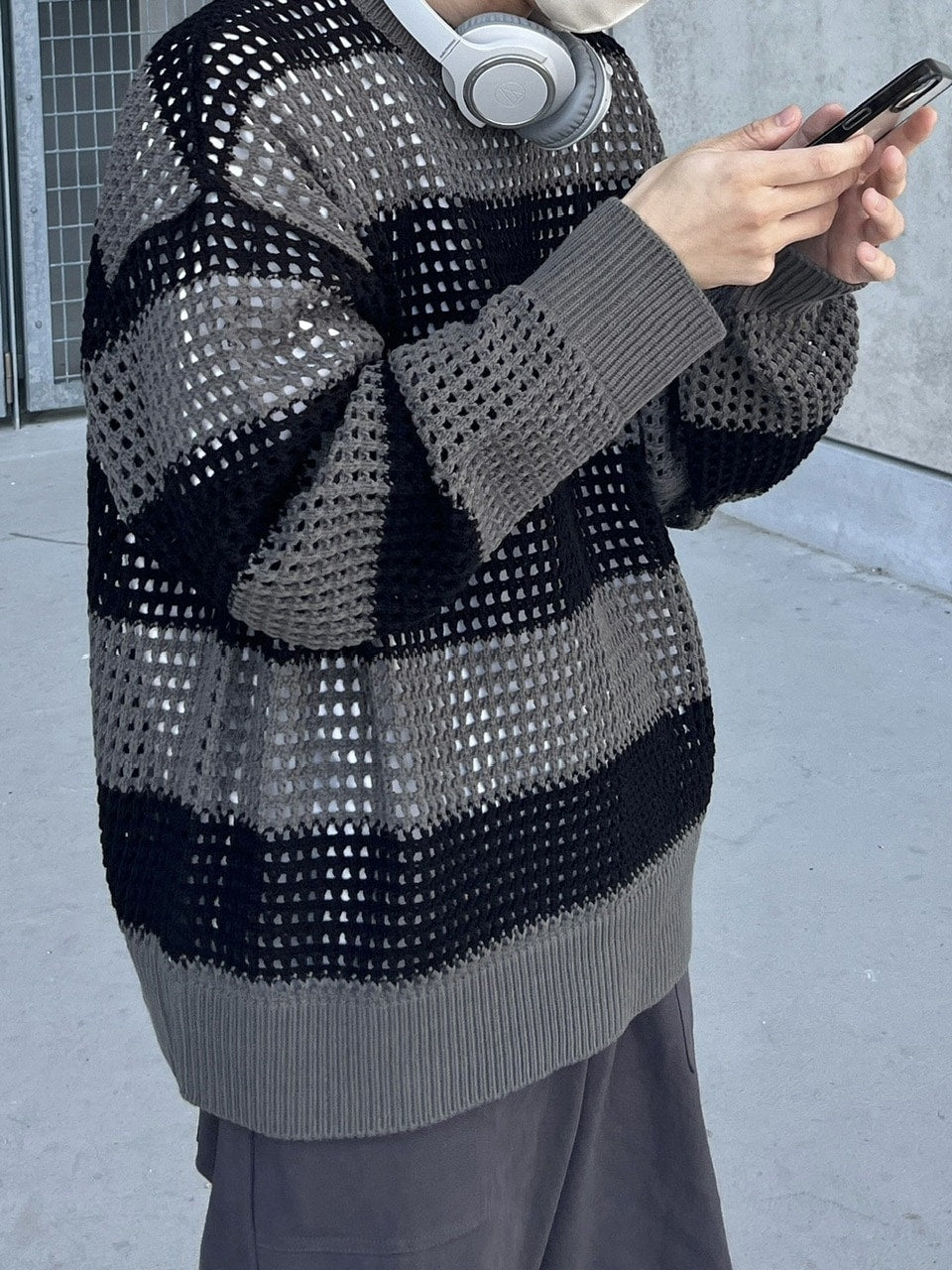 受注制【youll】mesh border knit (2color)