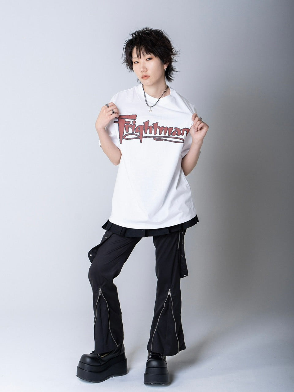 【Bizarre Maiden】strap zipper flared pants (2color)