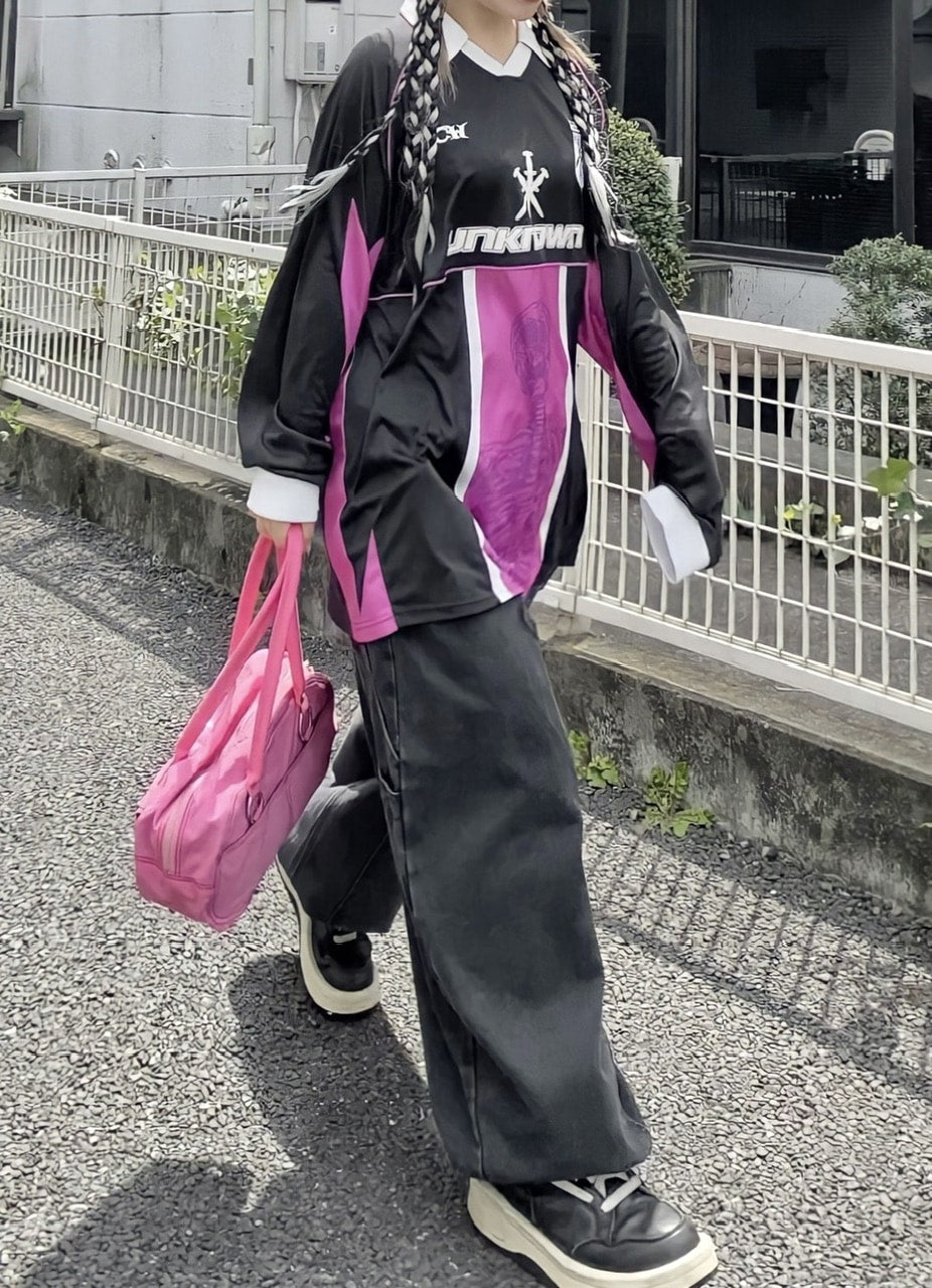 受注制【Never mind the XU】painter denim wide pants (2color)