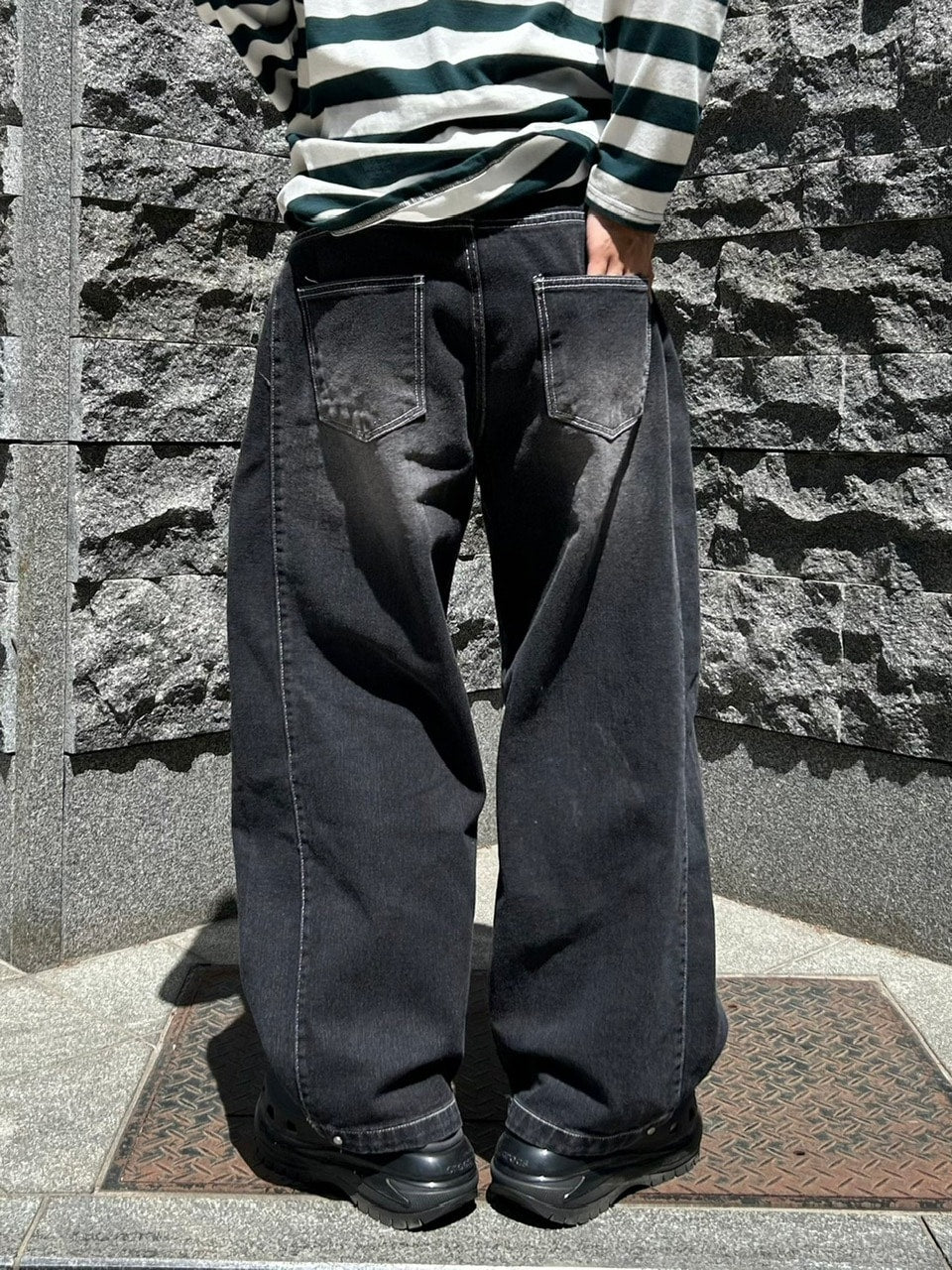 受注制【Chikashitsu +】snap button stitch denim pants / 【チカシツプラス】スナップボタンスティッチデニムパンツ
