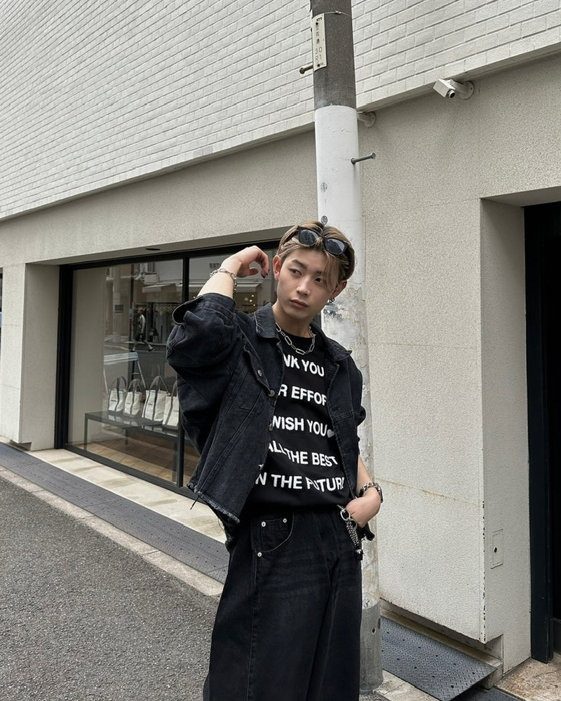 大阪店WEB限定受注制【Chikashitsu +】cutting cropped denim jacket (3color)
