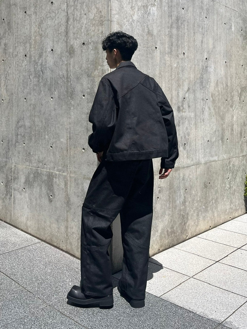 受注制【Chikashitsu +】set up design denim short jacket (2color)