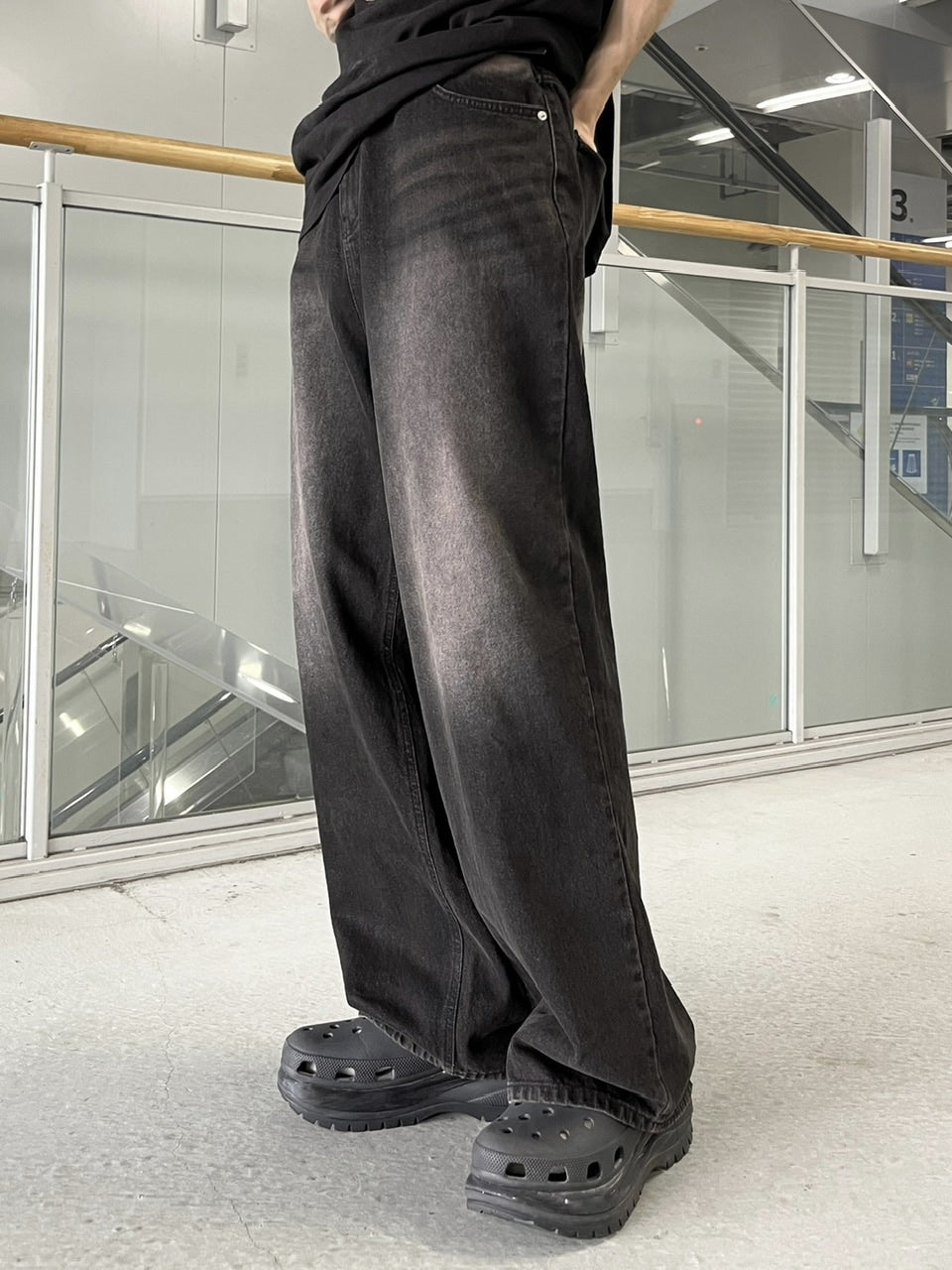 【youll】vintage wash denim wide pants (2color)