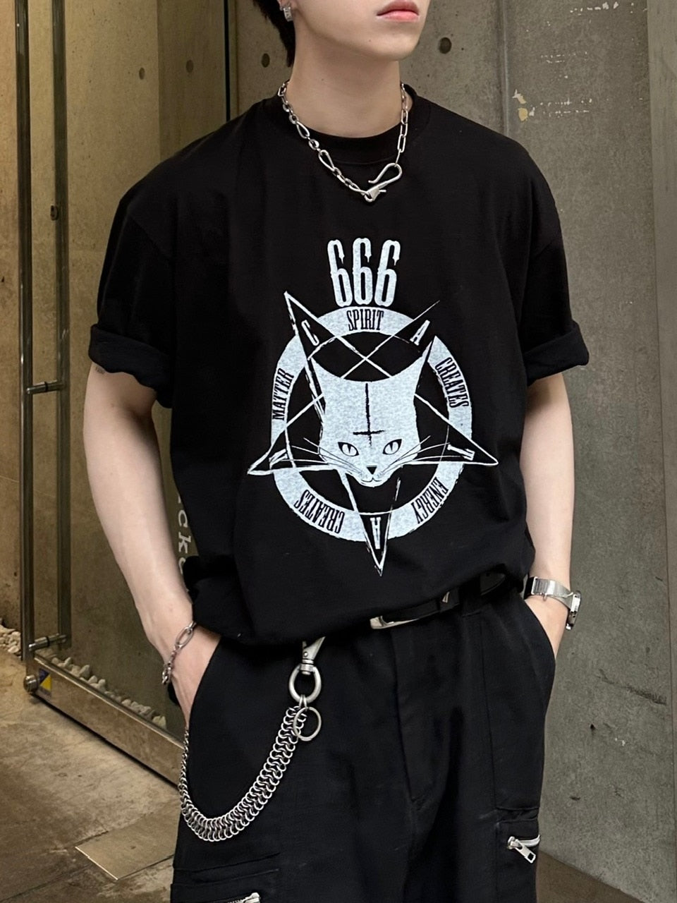 大阪店WEB限定【Chikashitsu +】oversized cats t-shirt (2color)