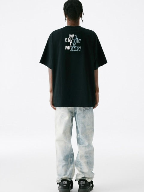 【MR. ENJOY DA MONEY】Cutting font short sleeves