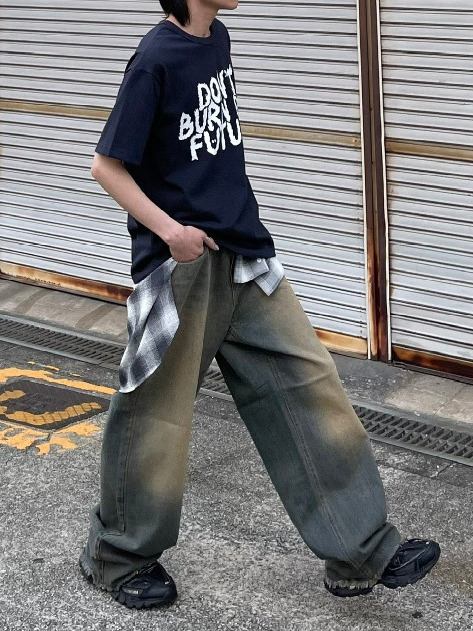 受注制【Chikashitsu +】vintage faded wash denim pants