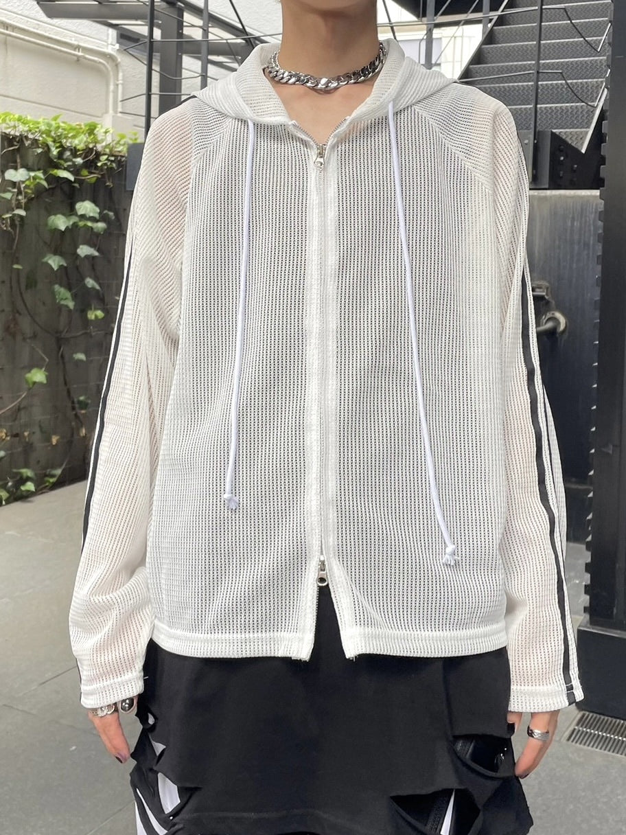 受注制【Never mind the XU】track mesh zip hoodie (2color)