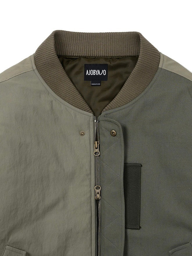 【AJOBYAJO】Fourfold Nylon Mixed Bomber Jacket