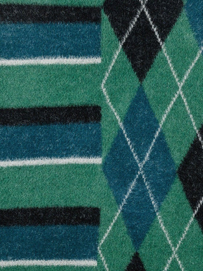 【AJOBYAJO】Argyle Stripe Mixed Cardigan / 【アジョバイアジョ】アーガイルストライプボーダーミックス長袖カーディガン