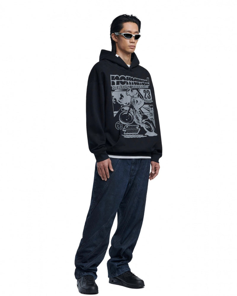 【NOMANUAL】NM AUTO HOODIE / 【ノーマニュアル】ロゴプリント長袖パーカー