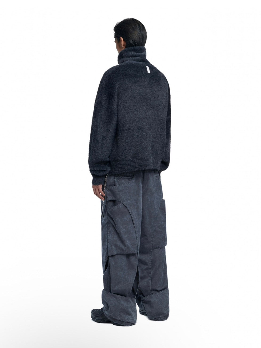 【NOMANUAL】HIGH NECK HAIRY KNIT ZIP-UP