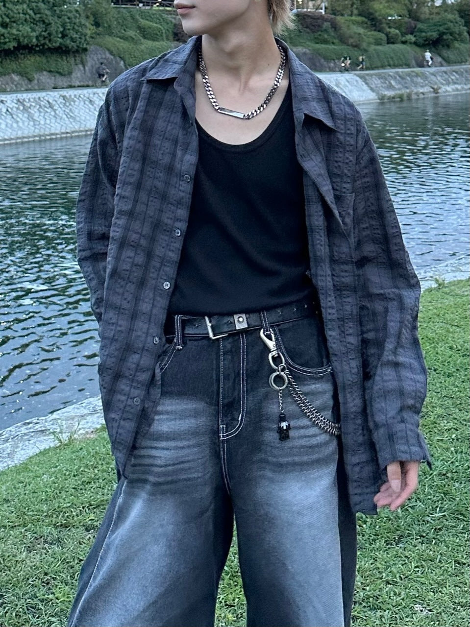 大阪店WEB限定受注制【Chikashitsu +】linen check shirt (3color)