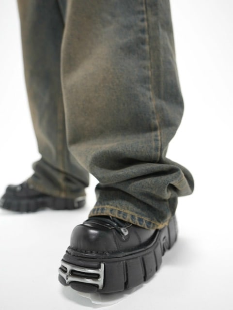 受注制【Never mind the XU】setup denim pants (2color)