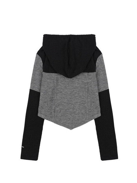 【FANCY CLUB】BOW RIBBED LAYERED HOODIE PART 1