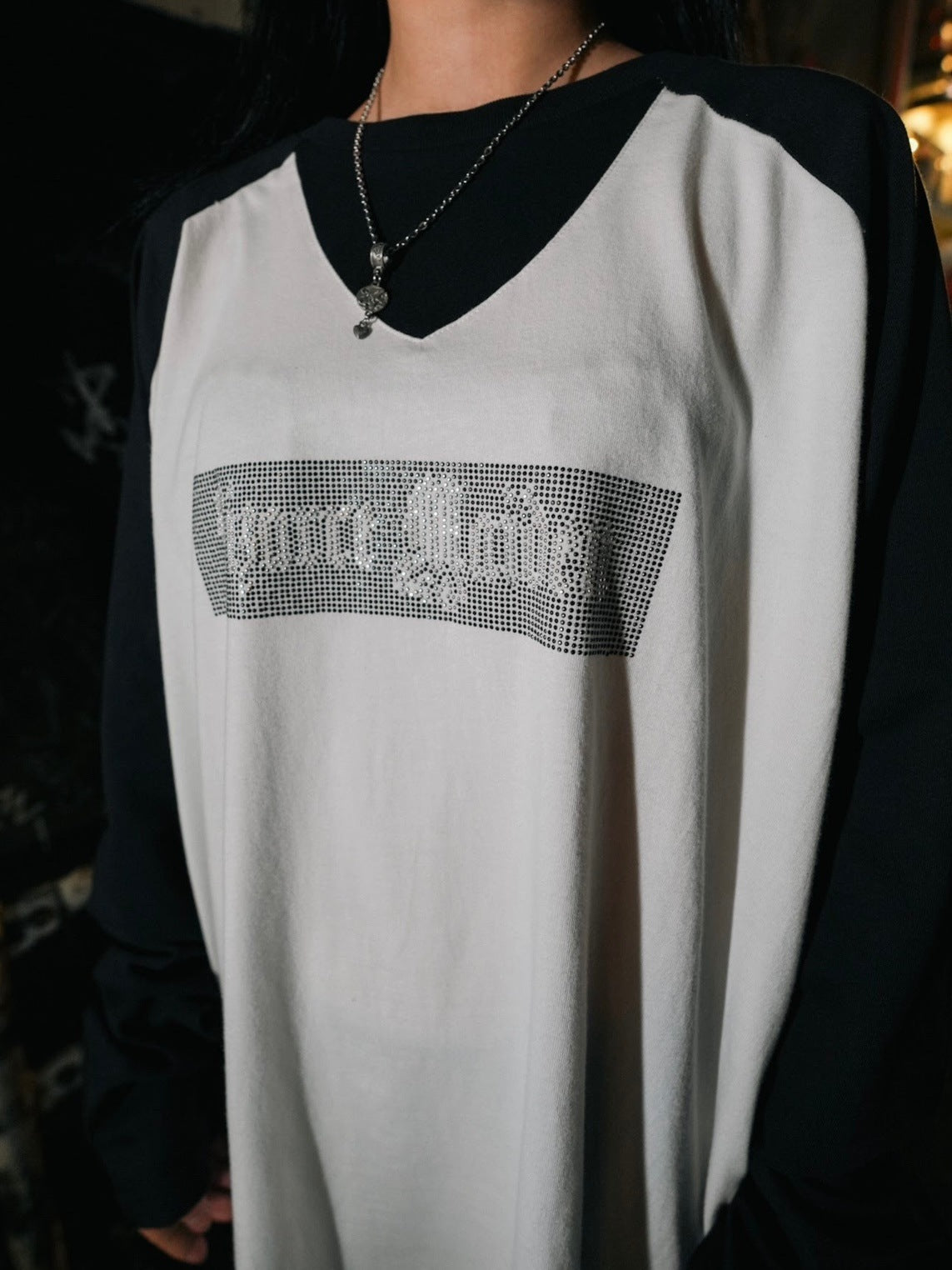 【Bizarre Maiden】rhinestone logo raglan tee (2color) / 【ビザールメイデン】ラインストーンロゴラグラン長袖Tシャツ