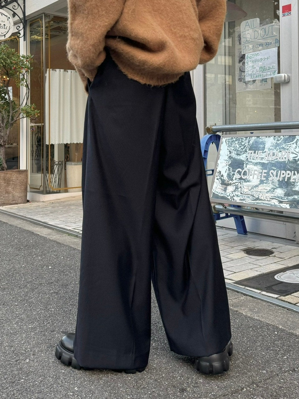 受注制【Chikashitsu +】belt wide slacks (3color)