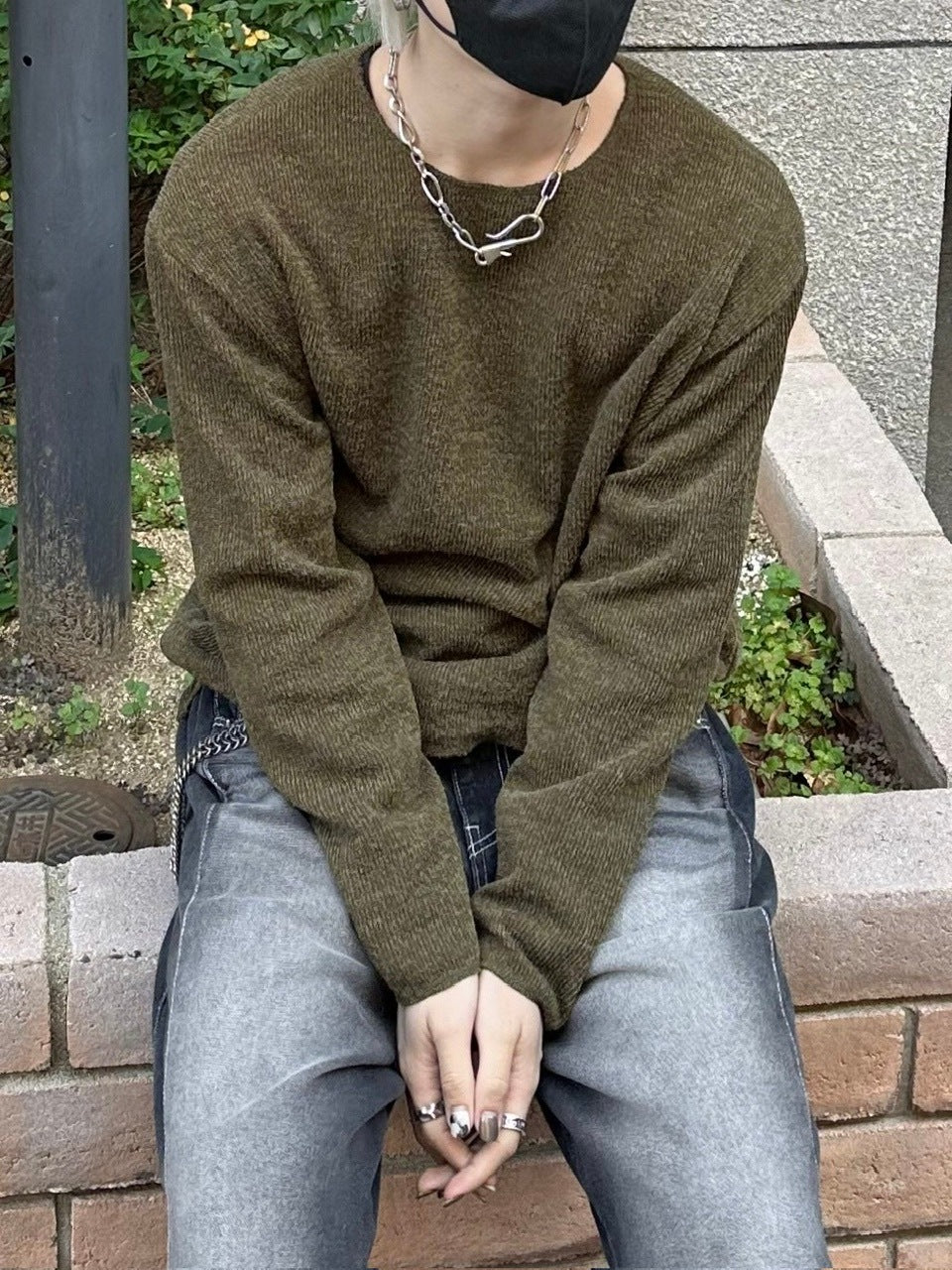 【Chikashitsu +】unisex over knit (4color) / 【チカシツプラス】ユニセックスオーバーサイズ長袖ニット