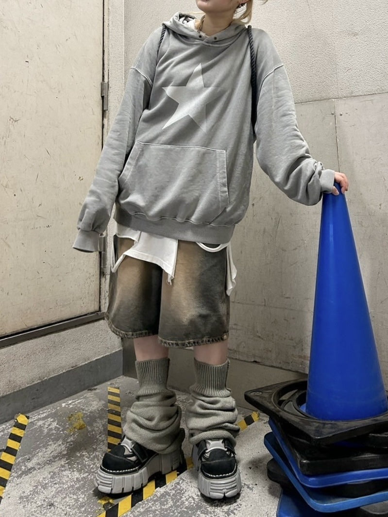 受注制【Never mind the XU】fade star hoodie (3color)