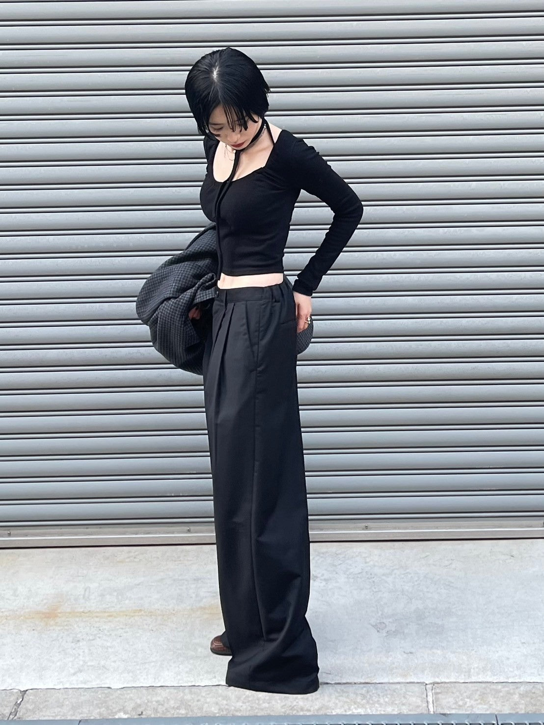 【Chikashitsu + LADIES】shirring cropped tops (3color)