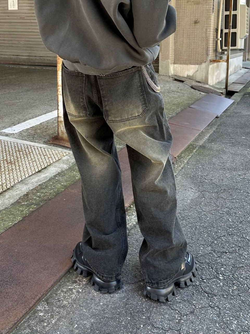 大阪店WEB限定受注制【Chikashitsu +】vintage wash curve denim pants