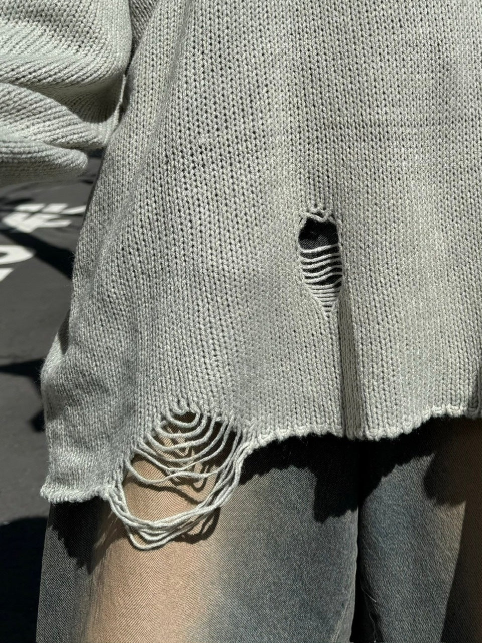 受注制【Chikashitsu +】oversized damage knit (2color) / 【チカシツプラス】オーバーサイズダメージ長袖ニット