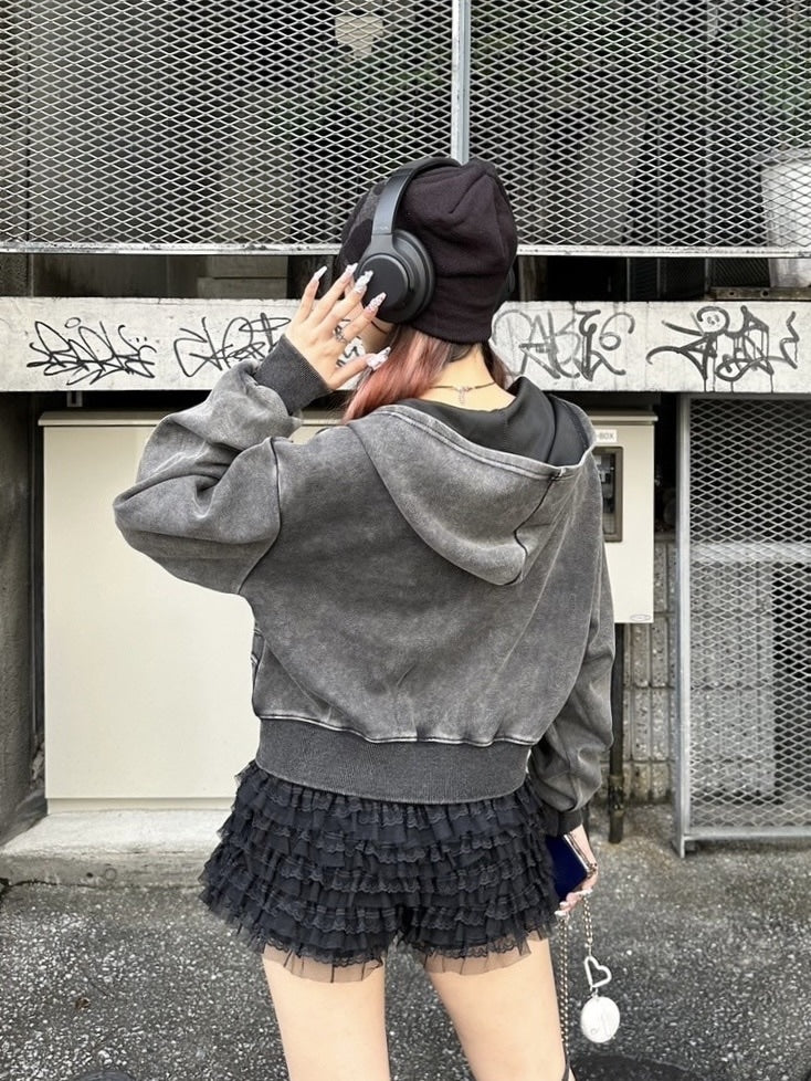 Never mind the XU】crop zip up hoodie / 【ネバーマインド ザ