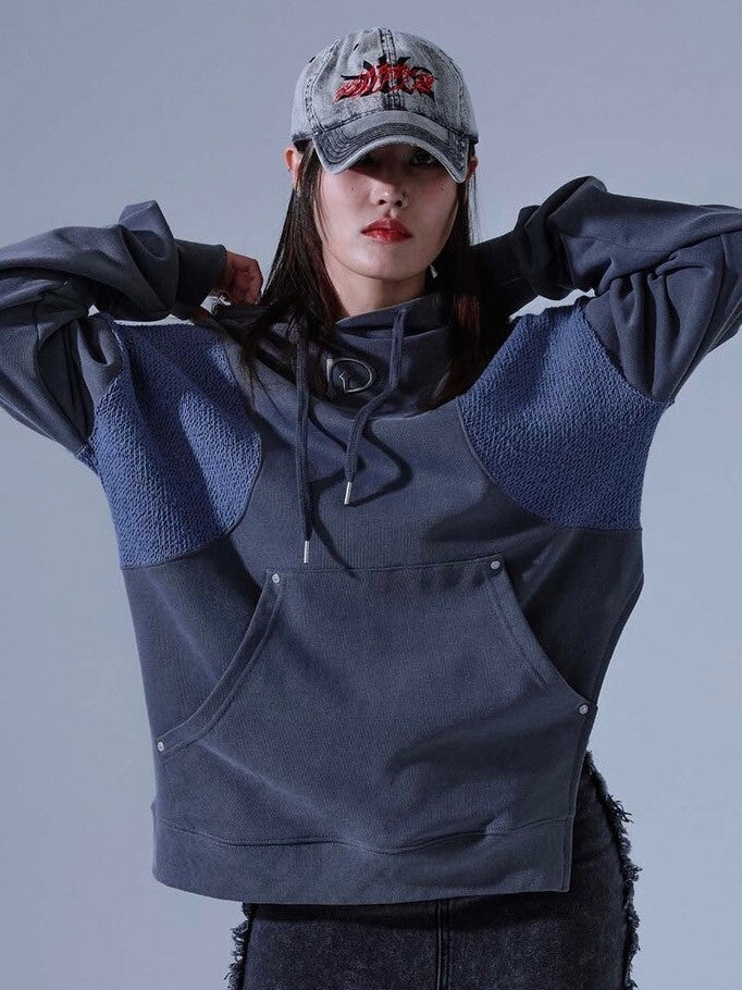 【DILETTANTISME】KNIT BLOCK HOOD T