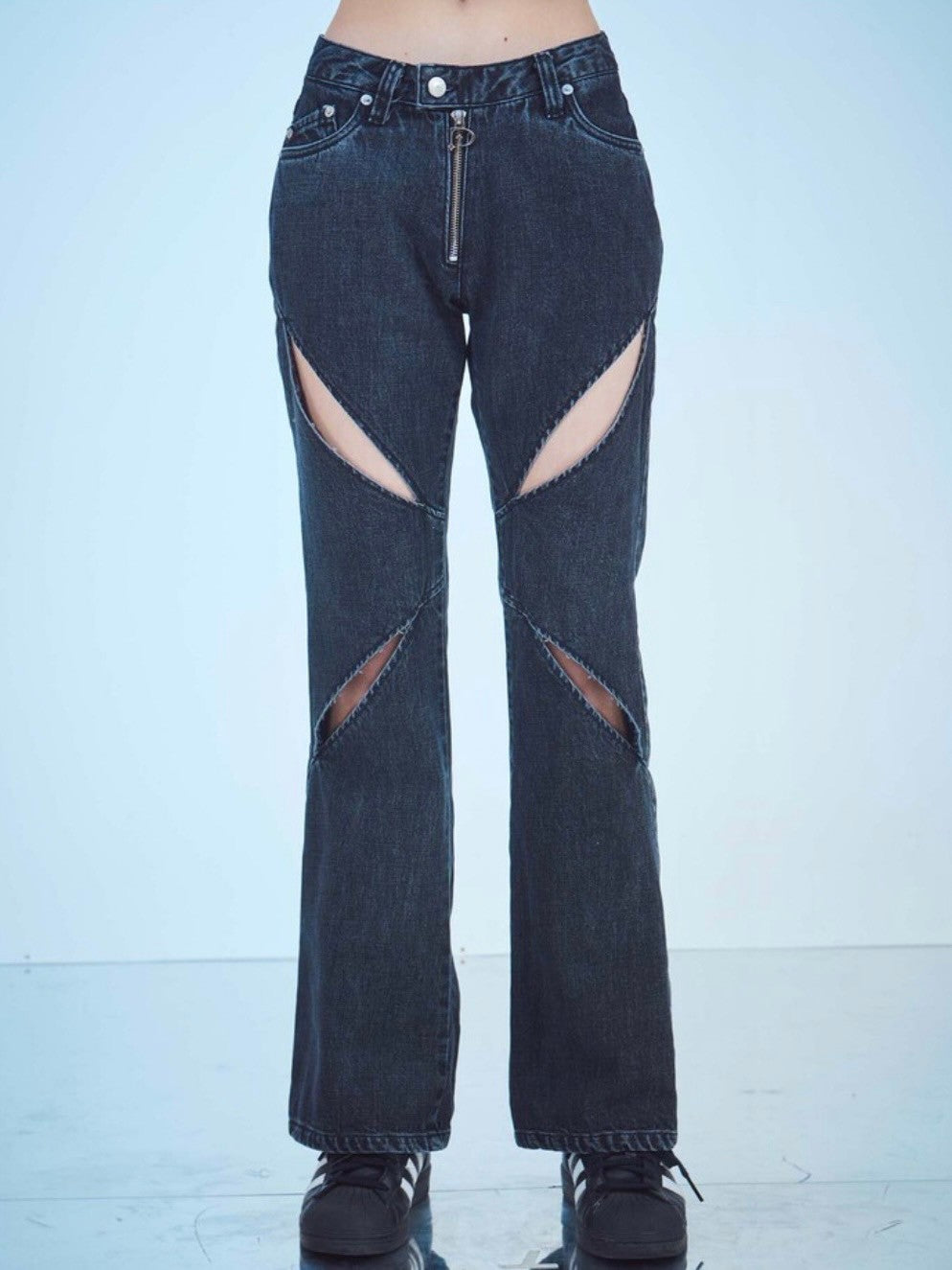 【DILETTANTISME】CUTOUT ZIPPER DENIM