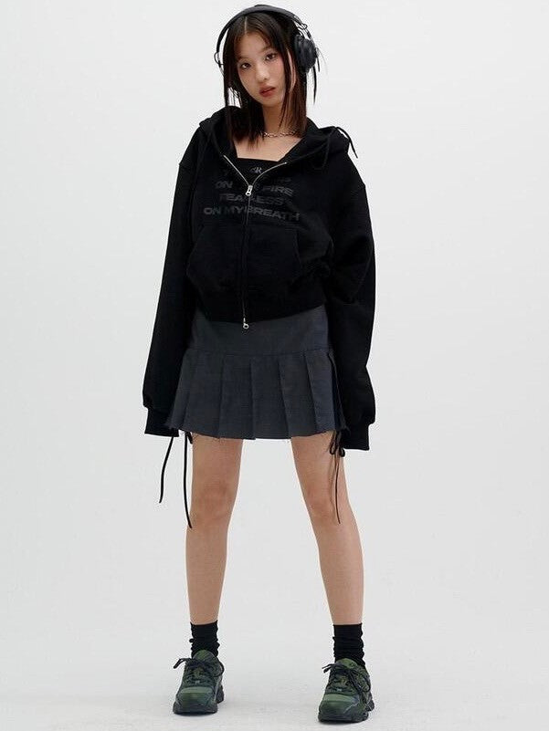 【runningHIGH】CUT OFF PLEATED MINI SKIRT