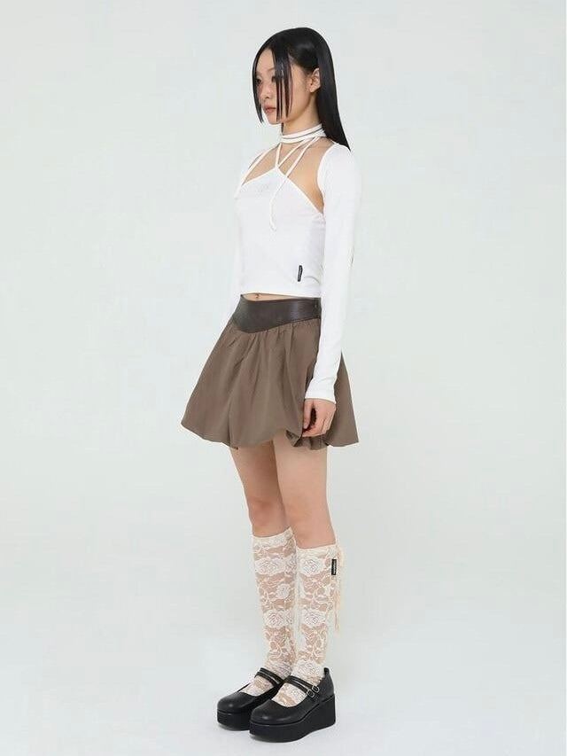 【Uglyshadow】VINTAGE LEATHER PUMPKIN SKIRT