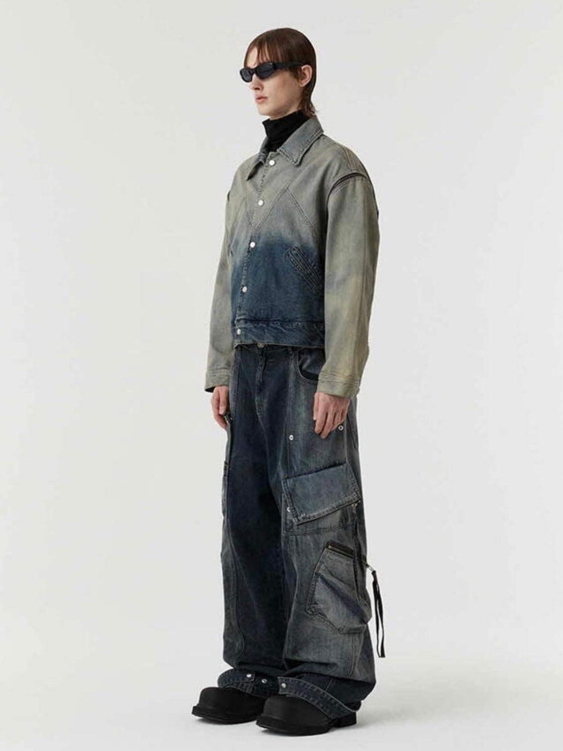 【DNSR】twoface multi cargo denim pants
