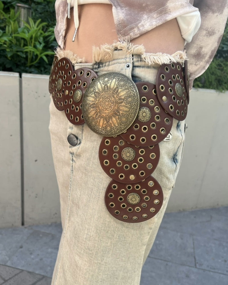 受注制【Never mind the XU】western wide belt (2color)