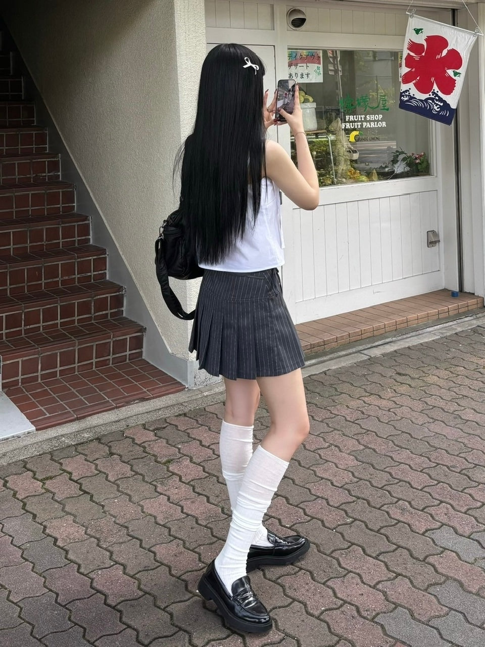 受注制【OaKS】stripe pleats skirt (2color)