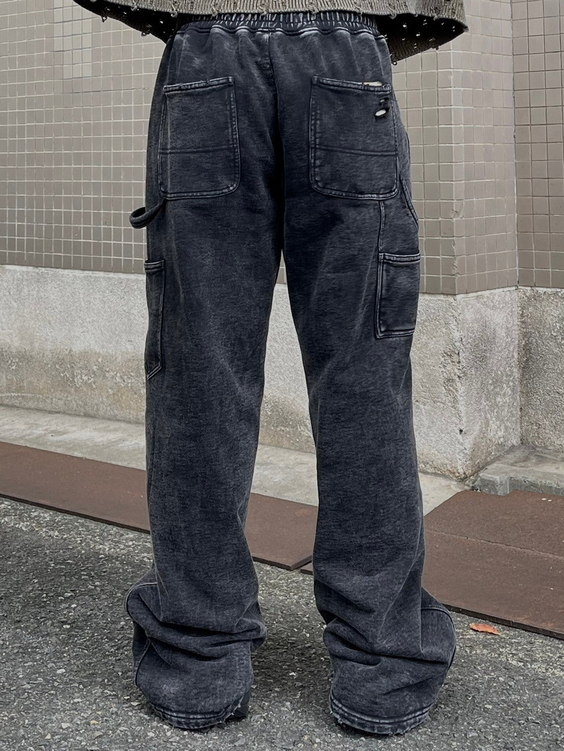 受注制【Chikashitsu +】set up pigment damage carpenter sweat pants