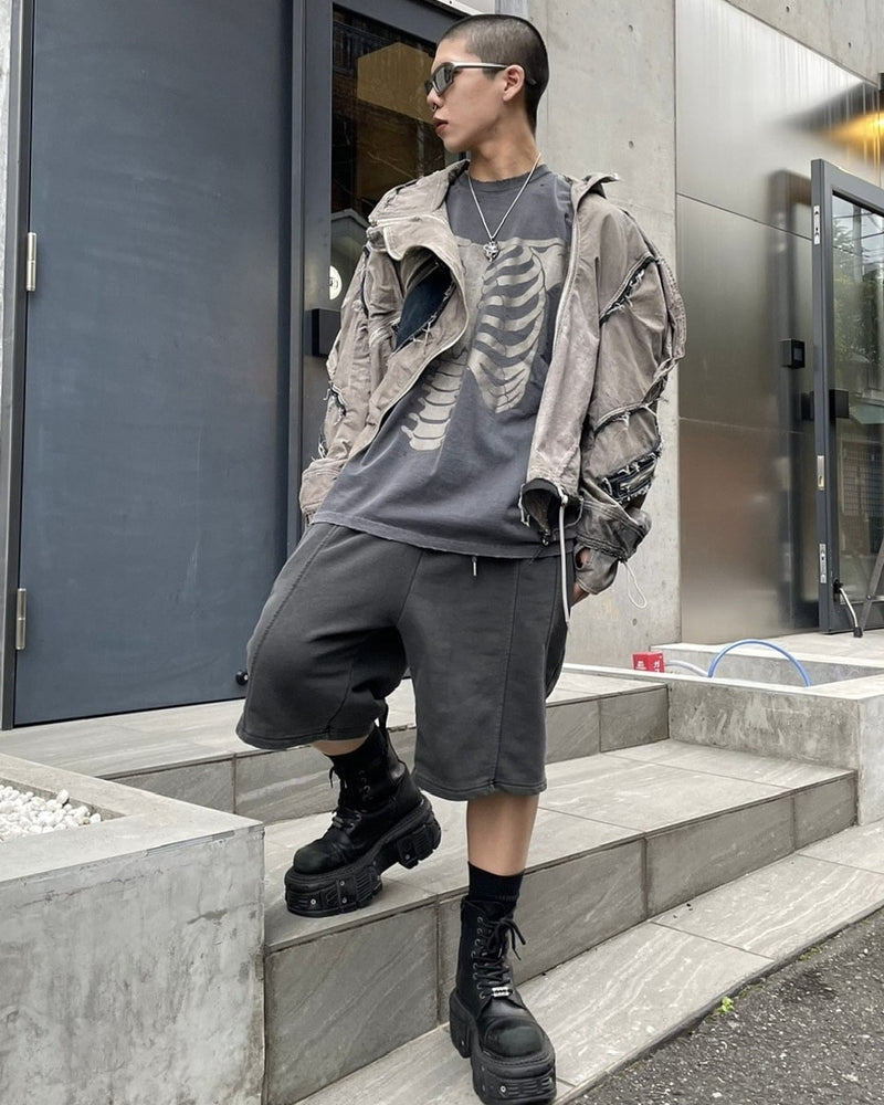 【Never mind the XU】skeleton tee / 【ネバーマインドザエックスユー】スケルトンプリント半袖Tシャツ