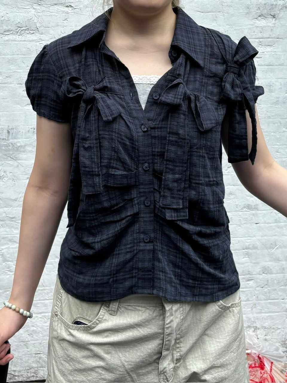 受注制【OaKS】ribbon tie short sleeve shirt (2color)