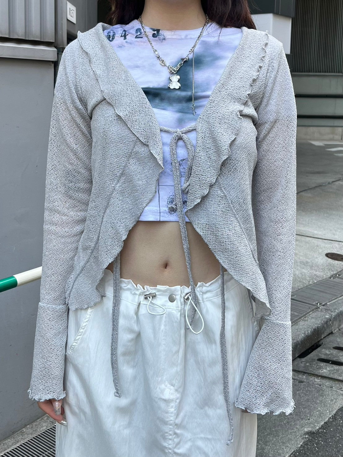 受注制【nmtc +】frill ribbon cardigan (3color)