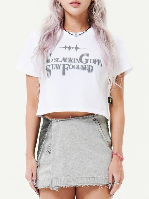 【HOLY NUMBER 7】Girl's hip-hop CROP T-SHIRTS / 【ホーリーナンバーセブン】ガールズヒップホップクロップ半袖Tシャツ