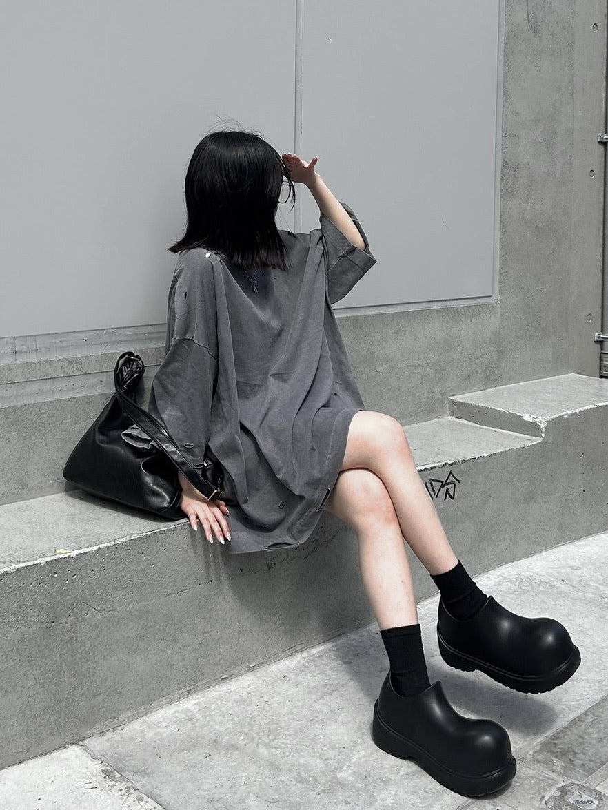 【Chikashitsu +】pigment damage overfit t-shirt (2color)