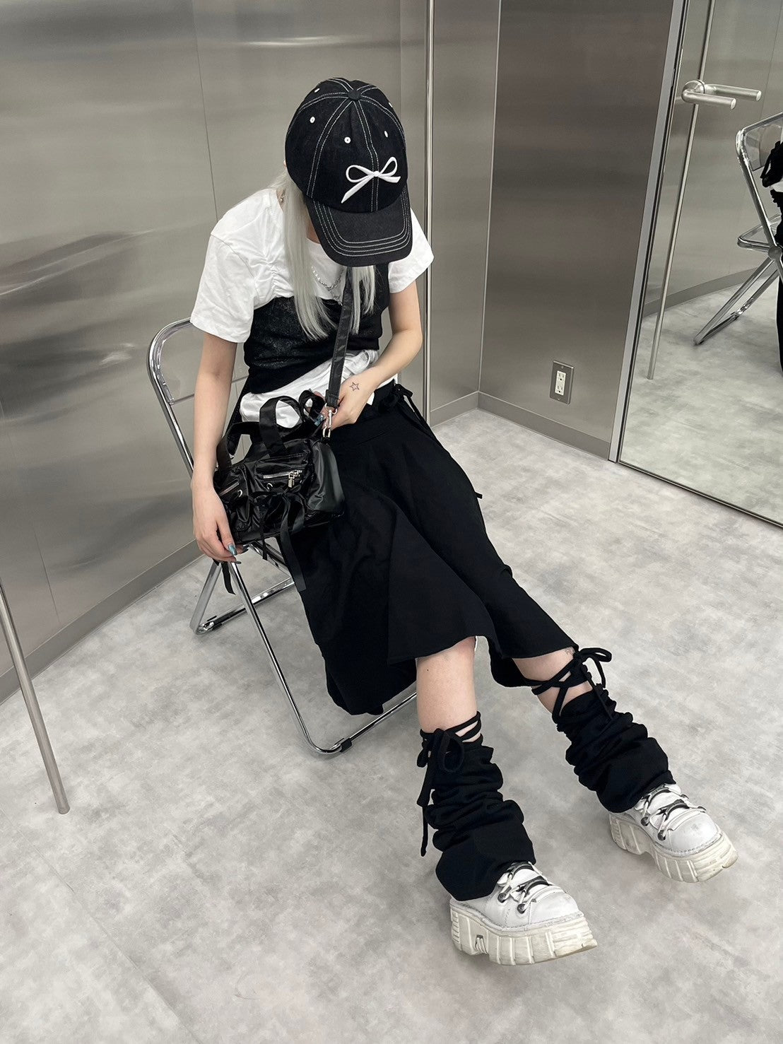 受注制【nmtc +】asymmetry midi skirt (2color)