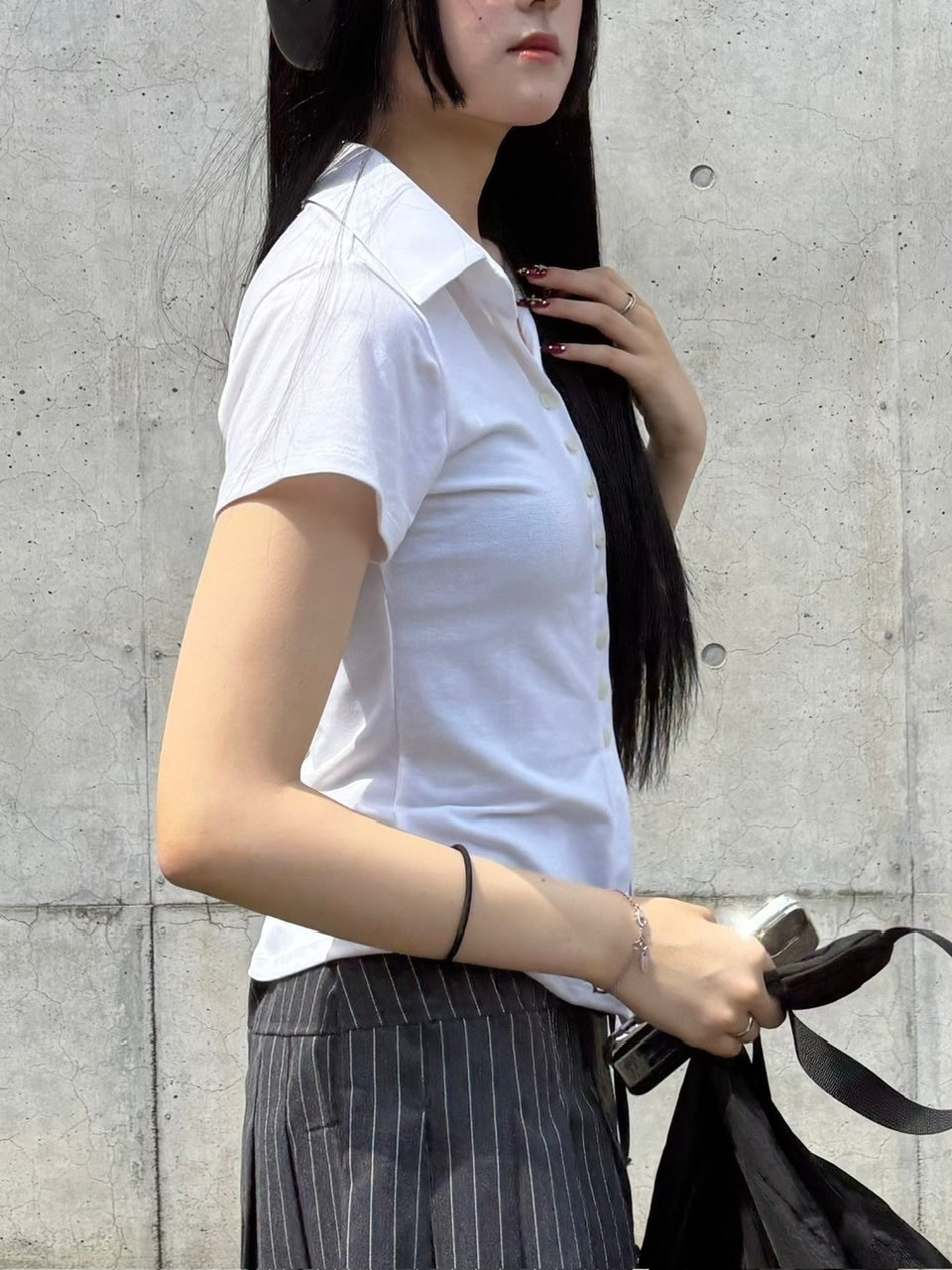 受注制【OaKS】slim collar short sleeve (4color)