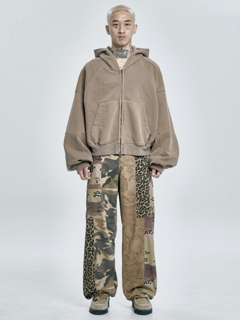 【AJOBYAJO】Vintage Pigment Zip-Up Hoodie