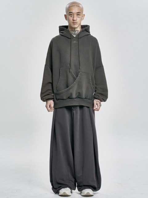 【AJOBYAJO】Curve Pocket Washed Hoodie